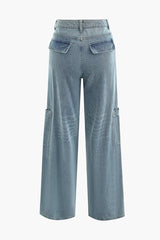 High Waist Side Pocket Straight Leg Jeans