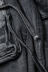 Faded Flap Pocket Wide Leg Jeans