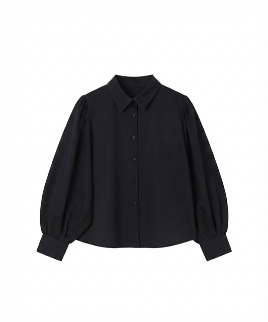 Puff Sleeve Black Shirt