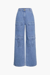 Flap Pocket Straight Leg Cargo Jeans