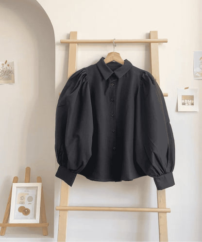Puff Sleeve Black Shirt