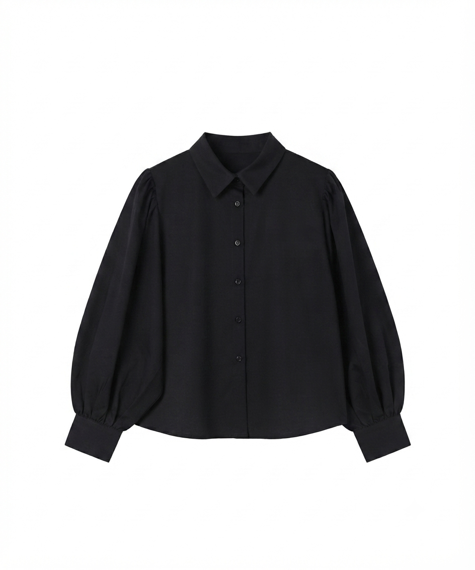 Puff Sleeve Black Shirt